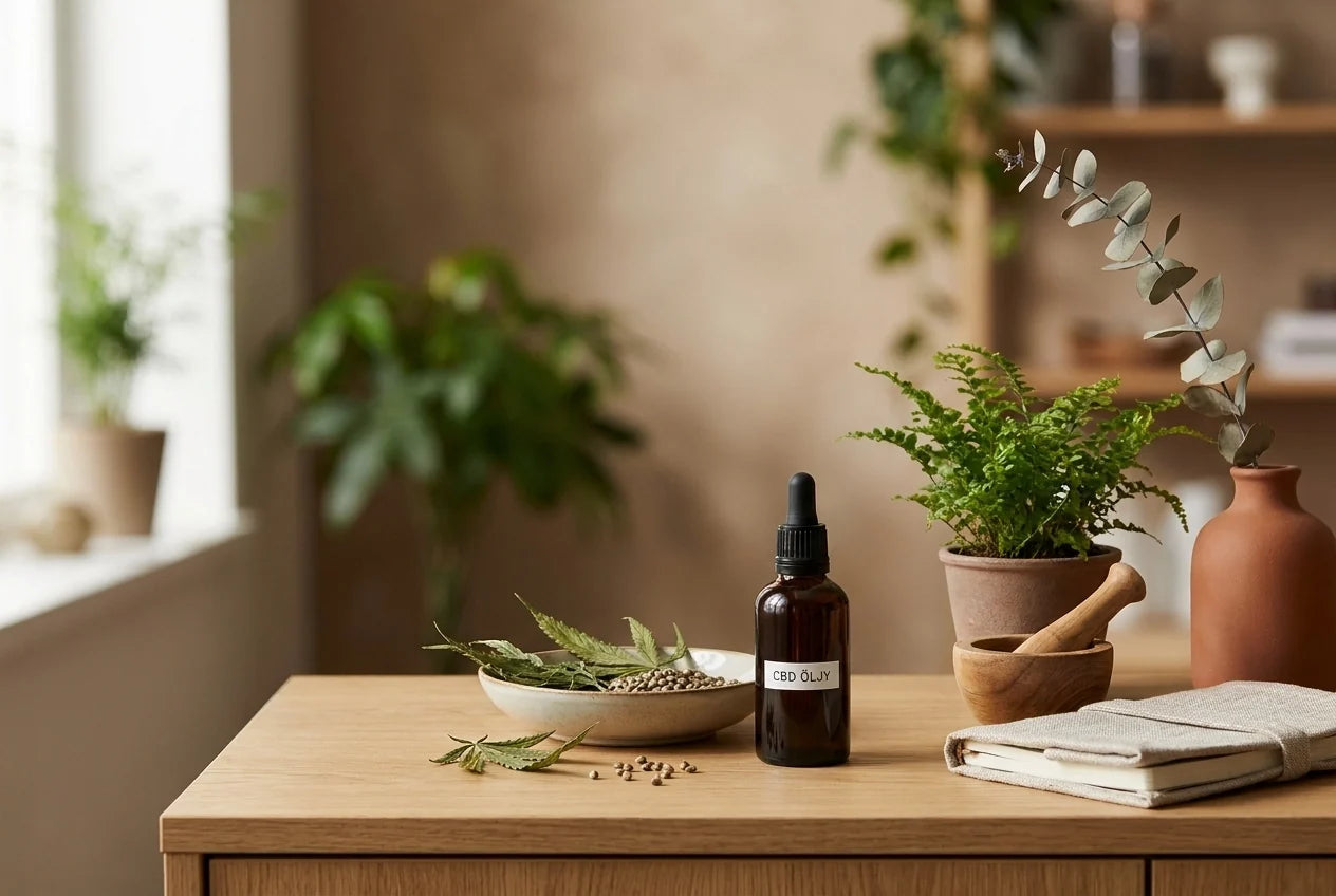 Professional header image for educational tutorial: CBD Öljy Suomessa: Kattava Opas Laadusta ja Laillisuudesta