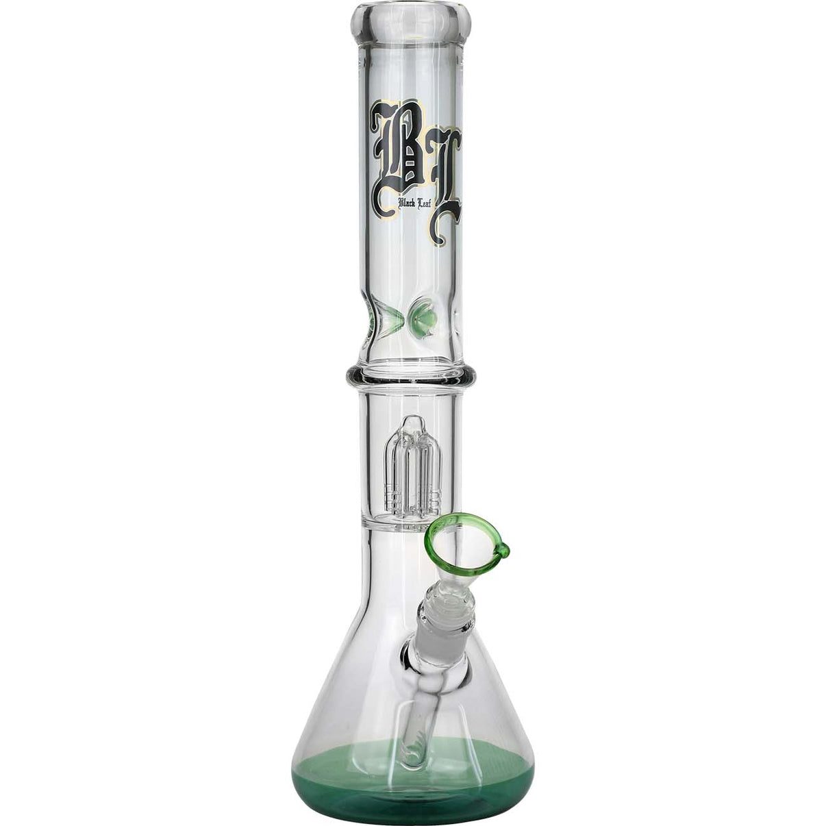 Black Leaf Glass Icebong 4-arm Percolator Green 40cm