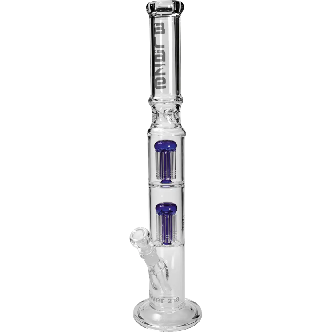 BLAZE TOWER sininen jääbongi kahdella 8-haaraisella perkolatorilla 48 cm 5mm borosilikaattilasia - Kaninkolo verkkokauppa
