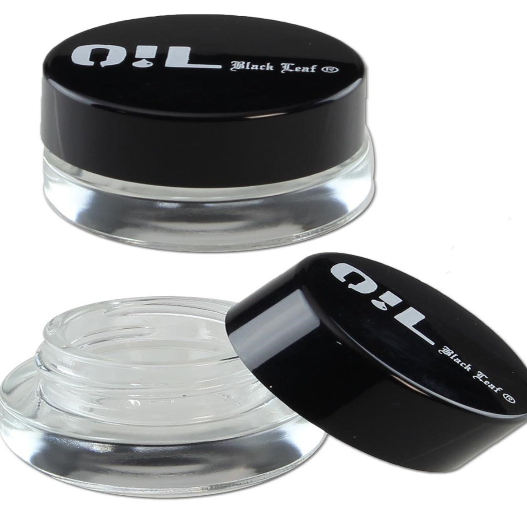 Oil Black Leaf' Glass Jar with Plastic Lid 3ml