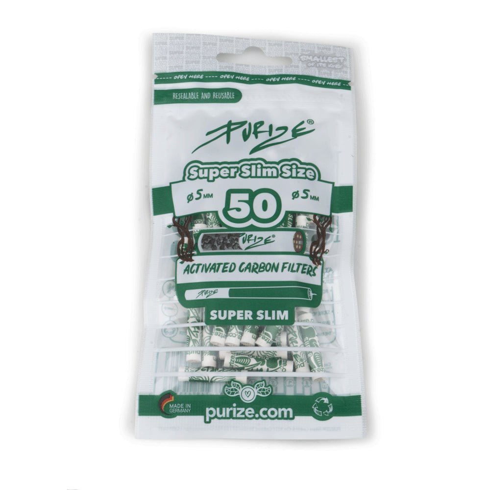 PURIZE® Super Slim Size 5mm aktiivihiilifiltterit 50 kappaleen pakkaus