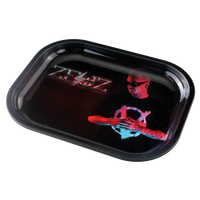 Black Leaf Rolling Tray ZEUZ S metallinen väsäysalusta DJ ZEUZ kuviolla 180x140 mm - Kaninkolo verkkokauppa