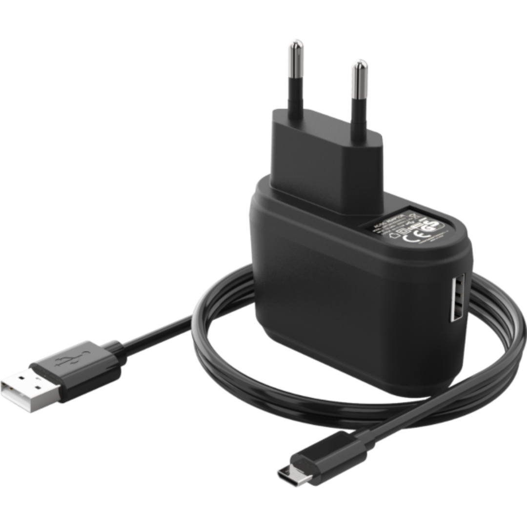 Kuva Crafty-laturista, tyylikäs musta, USB-C-liitännällä, valkoinen tausta.