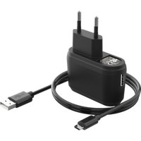 Kuva Crafty-laturista, tyylikäs musta, USB-C-liitännällä, valkoinen tausta.