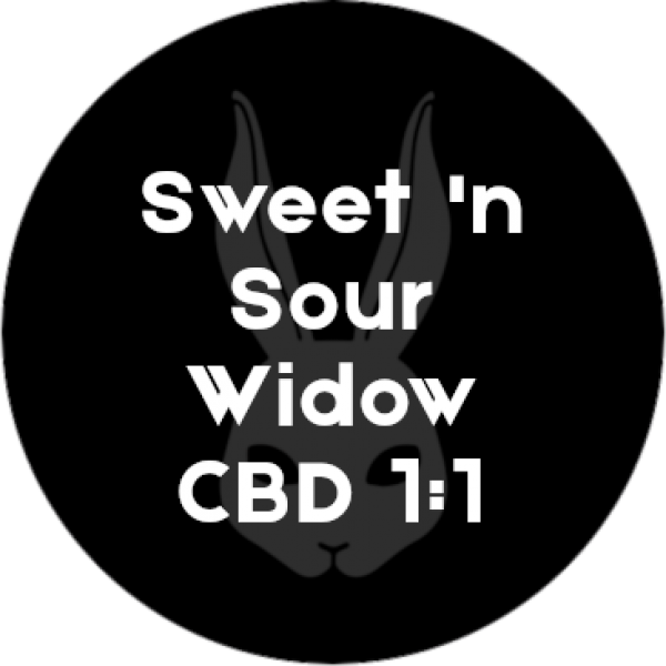 Sweet 'n Sour Widow CBD 1:1 REG kannabissiemenet, joista kasvaa CBD-rikkaita kasveja ja tuoksuvia kukkia.