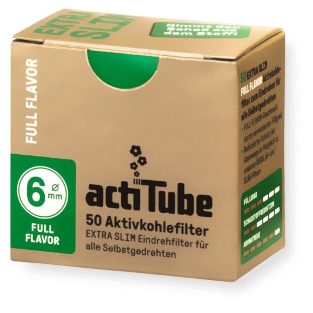 Actitube Extra Slim 6mm aktiivihiilisuodattimien 50 kappaleen pakkaus