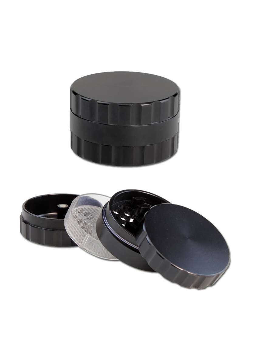 Aluminium Grinder 3-part black - kolmiosainen mattamusta alumiinigrinderi