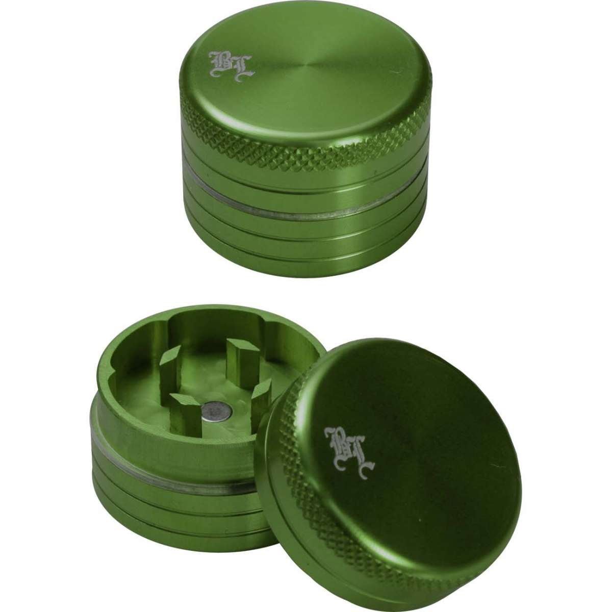 BL Aluminium Grinder Mini 2-part green edestä kuvattuna