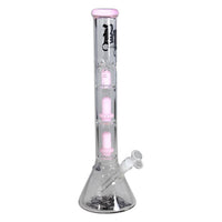 BL Beaker Ice Bong 2x UFO Percolator Pink edestä
