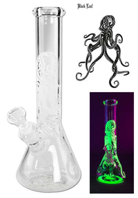 BL Kraken Flask Bong Ice Glow 34,5cm pimeässä hohtava bongi