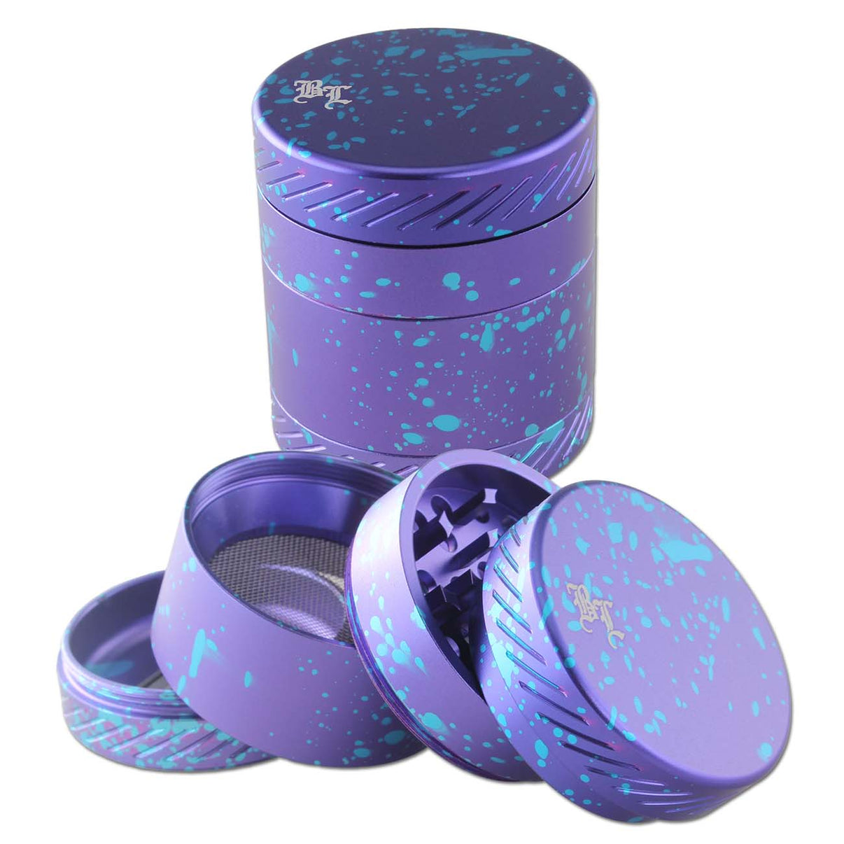 Black Leaf Aluminium Grinder CROWN 4 Violet - neliosainen metalligrinderi