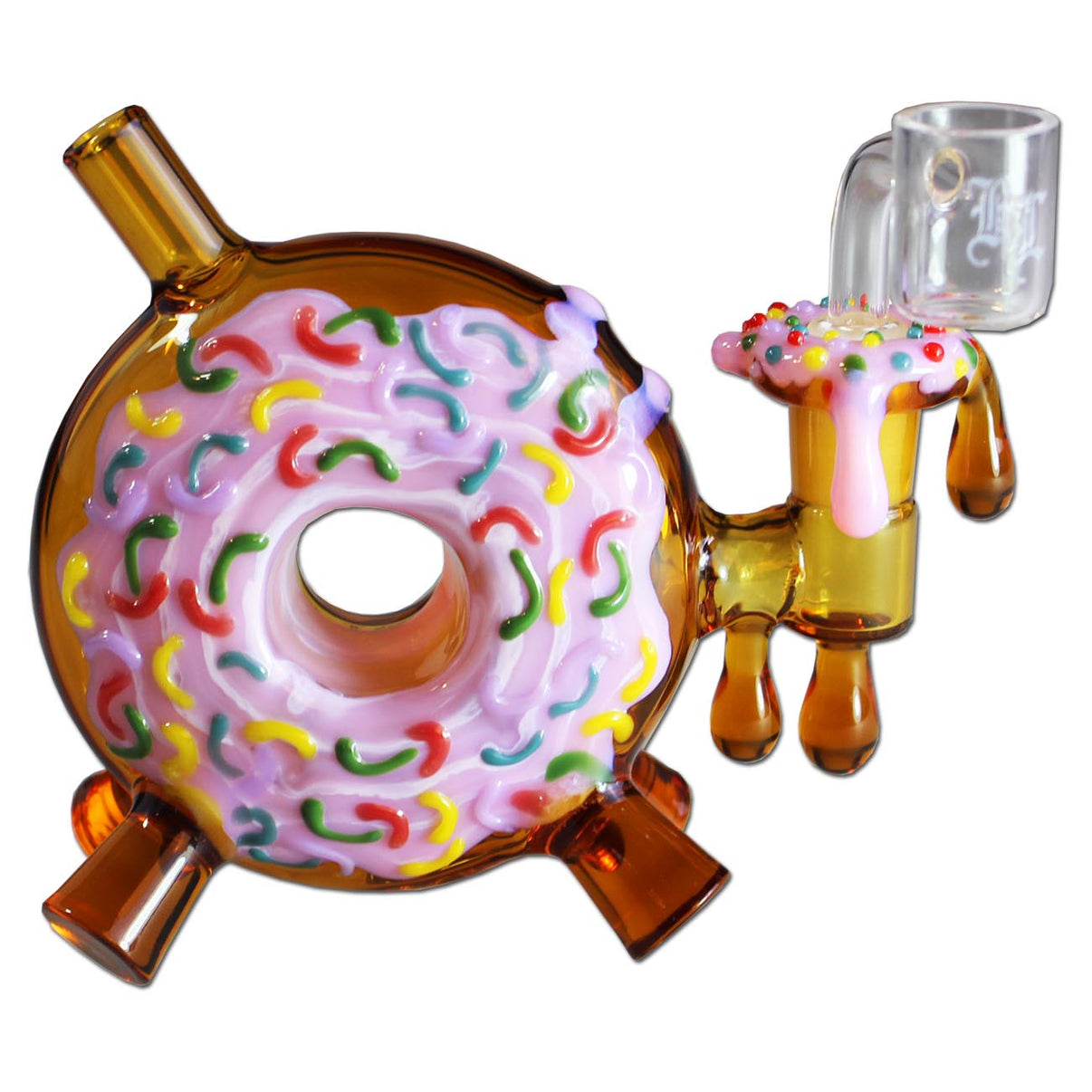 Black Leaf Glass Bong Donut with Banger edestä