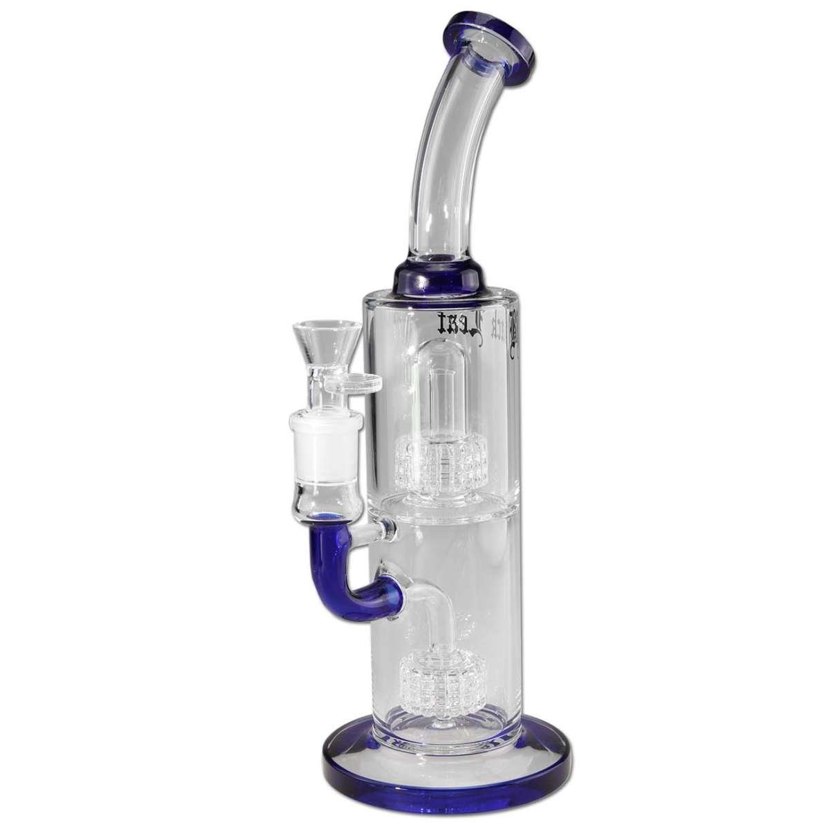 Black Leaf Glass Bong 2x Drum Percolator 45cm