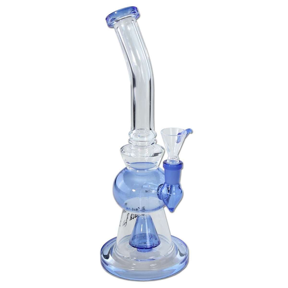 Black Leaf Glass Bong with Percolator Light Blue 35cm