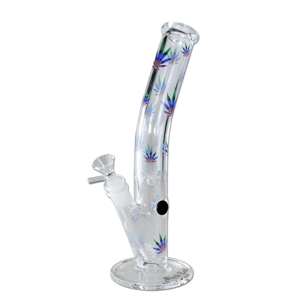 Black Leaf Ice Bong Bent Green/Purple Leaves 29,5cm kokonaiskuva