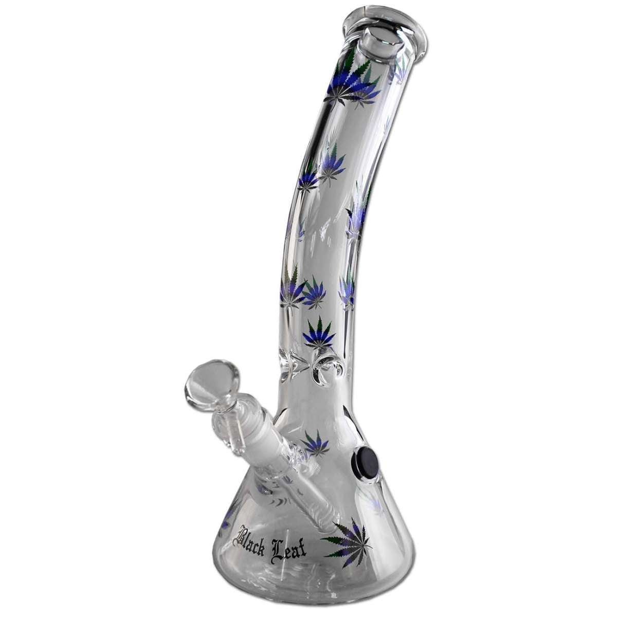 Black Leaf Leaves Beaker Bong Bent 30cm lasibongi
