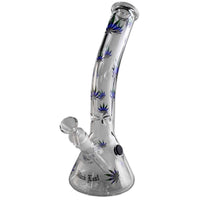 Black Leaf Leaves Beaker Bong Bent 30cm lasibongi