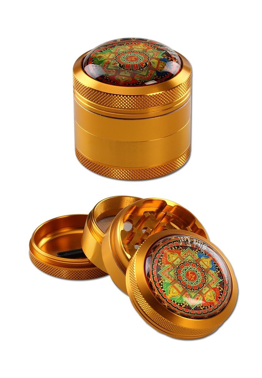 Black Leaf Mandala Al. Grinder 4 – part amber yrttimylly