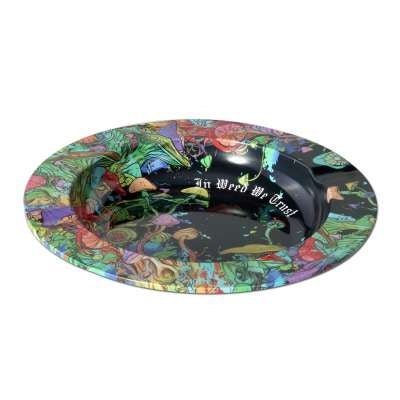 Black Leaf Metal Ash Tray MUSHROOMS psykedeelinen sienikuvio