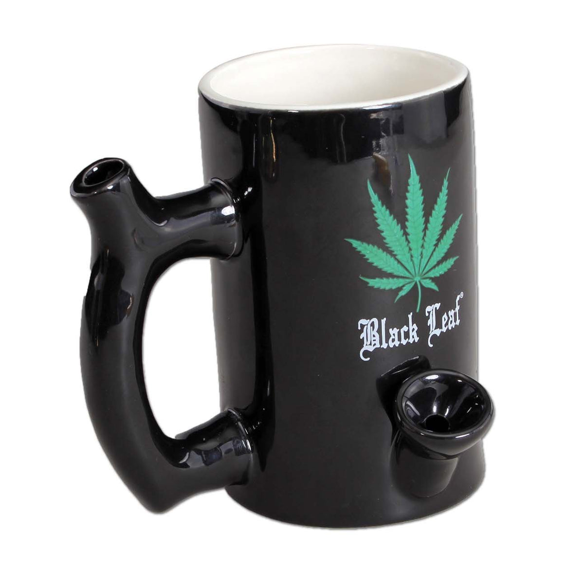 Black Leaf Mug Bong Wake&Bake valkoinen keraaminen kahvikuppi bongi