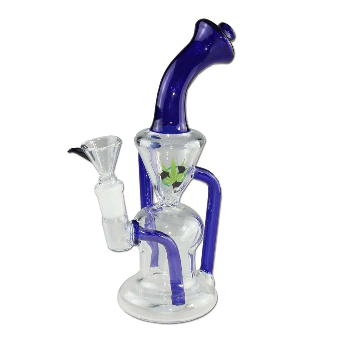 Black Leaf Recycle Bubbler Blue lasinen vesipiippu