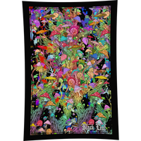 Black Leaf MUSHROOM Cloth Tapestry sienikuvioitu puuvillainen seinäkangas 150x220cm - Kaninkolo verkkokauppa