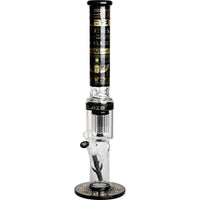 BLAZE Egypt Ice Bong, jossa on muinaisen Egyptin teemainen kultainen koristelu, 10-haarainen percolator ja jääpidike puhtaampaan ja viileämpään nautintoon.