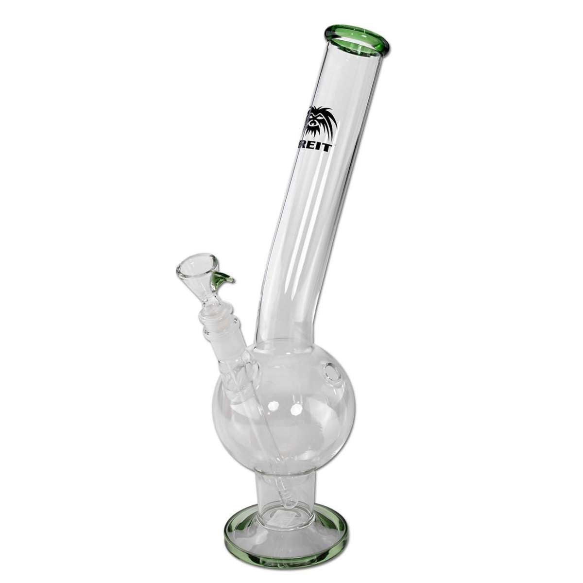 BREIT Belly Bong Diffuser Chillum Green vihreä lasibongi, jossa integroitu diffuuserichillum, vatsallinen muotoilu ja BREIT-logo.