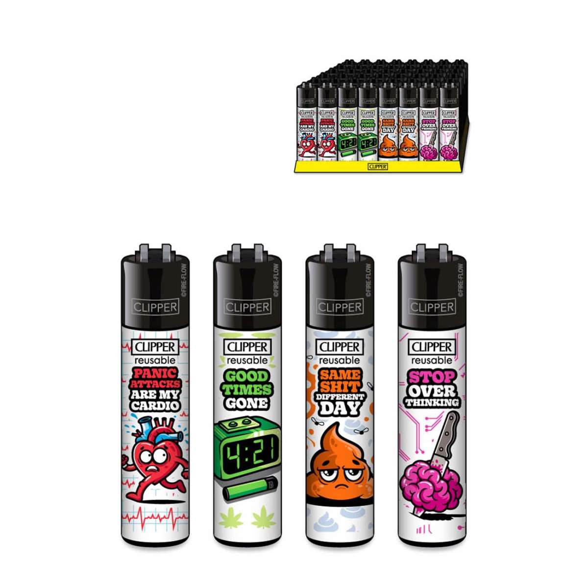 Clipper Lighters Mix Slogan #9 sytytin eri väreissä