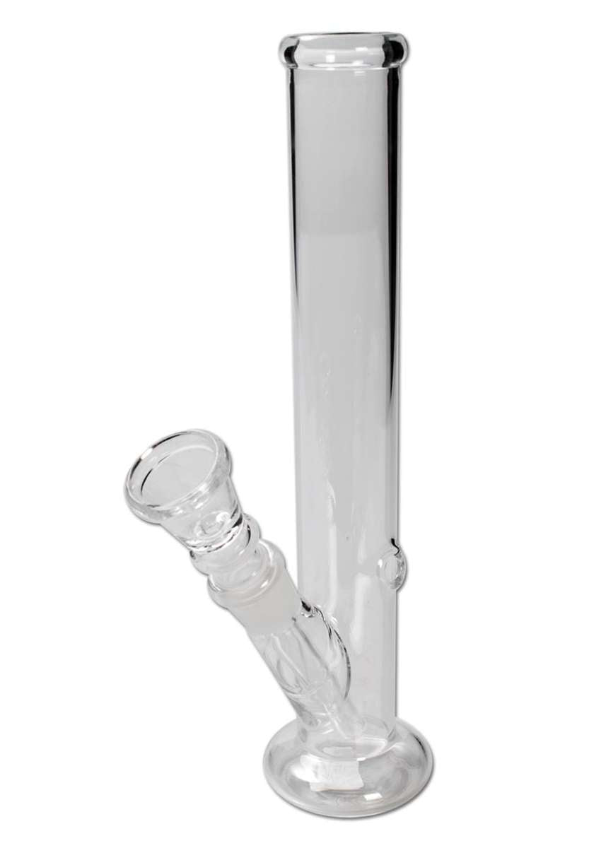 Kirkas lasinen Cylinder Bong No Logo, 20,5cm korkea, yksinkertainen putkimainen muotoilu ilman koristeita, irrotettava downstem ja pesä.