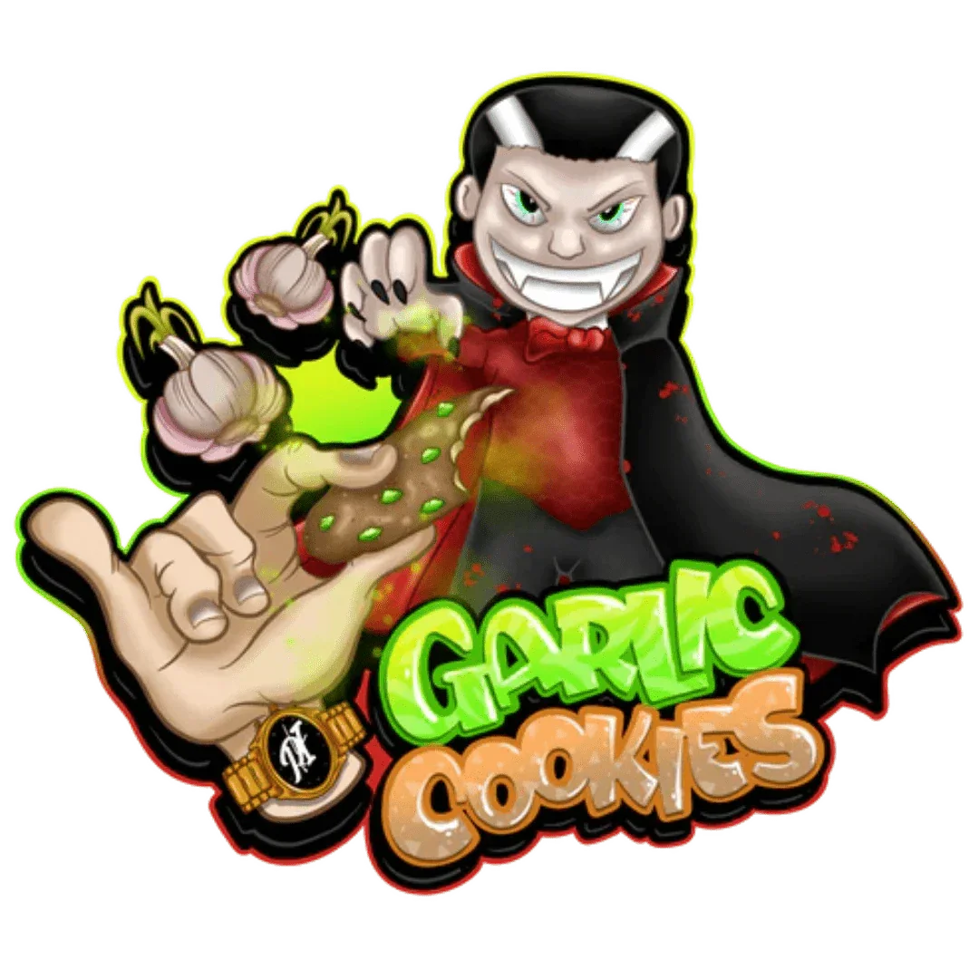 Pakkaus Pure Instinton Garlic Cookies AKA GMO Cookies -siemeniä, jossa näkyy laadukas pakkaus ja logo.