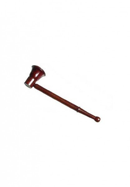 Lähikuva elegantista 14cm Rosewood-puupiipusta, jossa näkyy ruusupuun syvä punaruskea sävy ja luonnollinen puunsyykuvio. Piippu lepää vaalealla taustalla.