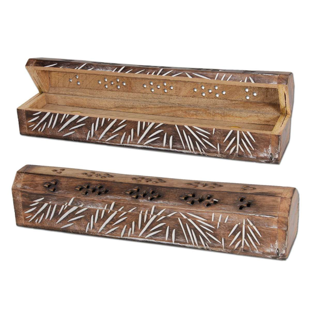 Mango Wood Incense Holder Lehtikuvio suitsuketorni