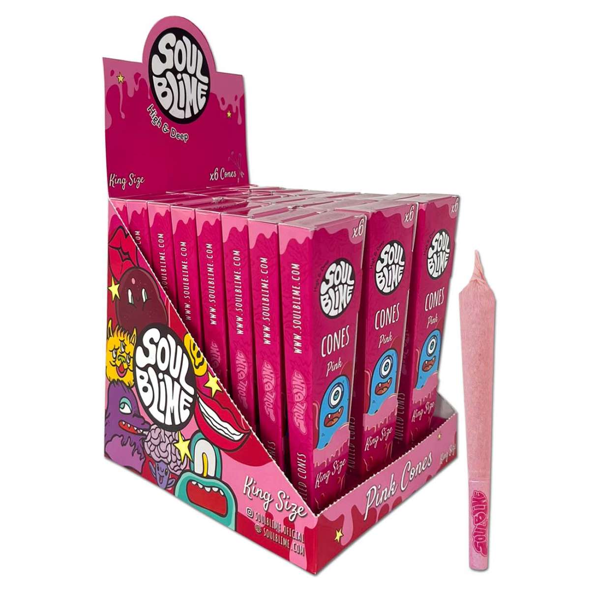 SOUL BLIME Cones KS pinkki esirullattu kartio pakkaus