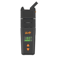 Lähikuva elegantista ja ergonomisesta Storz & Bickel VENTY Vaporizerista, esillä sen moderni muotoilu ja digitaalinen näyttö.