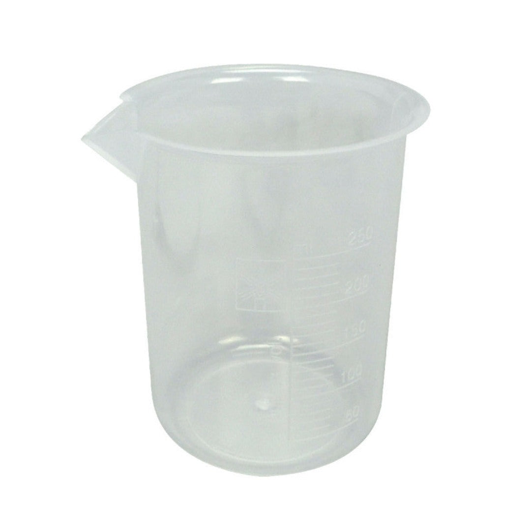 Läpinäkyvä 100ml mittakuppi, jossa on selkeät mitta-asteikot millilitroissa, desilitroissa ja unssissa, tarkkaa annostelua varten keittiössä.