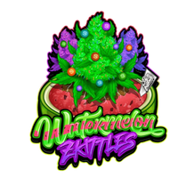 Pure Instinto Watermelon Zkittlez -siemenpakkaus ja kypsiä marjoja, korostaen lajikkeen makeaa ja hedelmäistä luonnetta.
